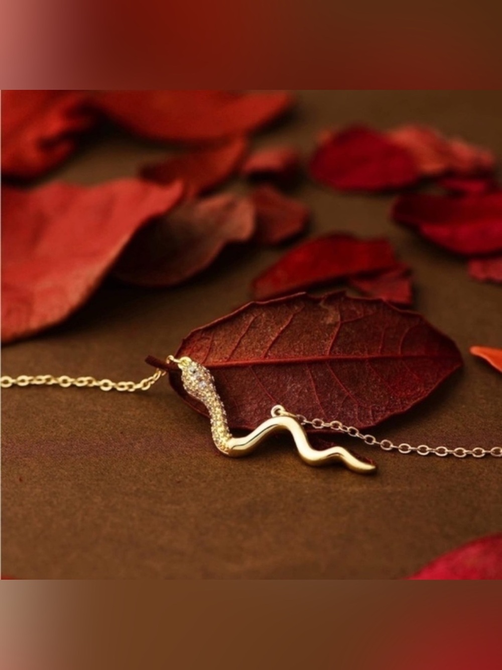 14k Gold Plated Snake Pendant Necklace
